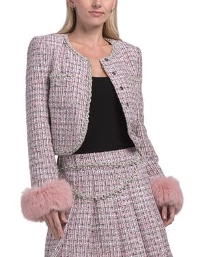 TJ Maxx Boucle Jacket With Faux Fur Cuff, Polyester - Pink