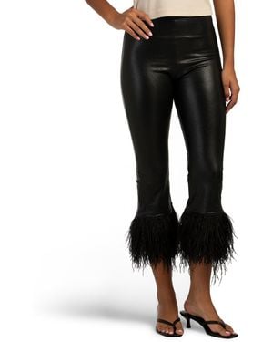 TJ Maxx Faux Leather Cropped Feather Leggings For Nylon/Leather/Viscose - Black