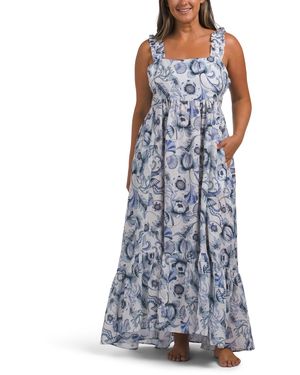 TJ Maxx Linen Mika Medusa Maxi Dress For - Blue