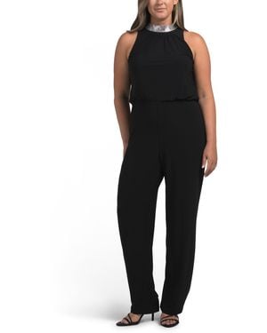 TJ Maxx Metallic Collar Jumpsuit For Polyester - Black