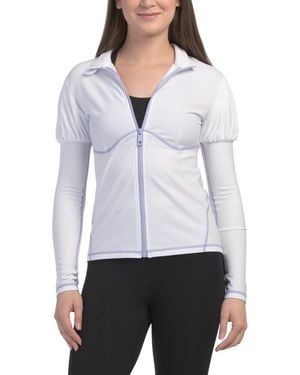 TJ Maxx Puff Sleeve Full Zip Jacket For Polyester - White