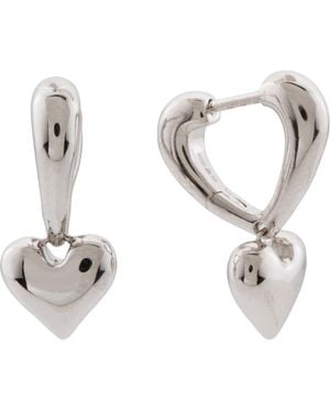 TJ Maxx Sterling Heart Drop Huggie Hoop Earrings - White