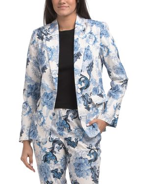 TJ Maxx Printed Blazer, Polyester - Blue