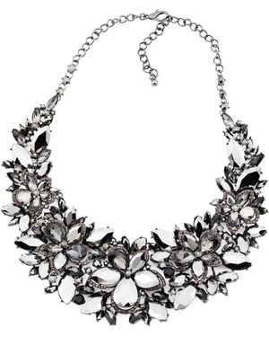 TJ Maxx Jet Stones Flower Statement Necklace - Multicolor