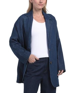 TJ Maxx Loose Fit Unstructured Blazer, Cotton - Blue