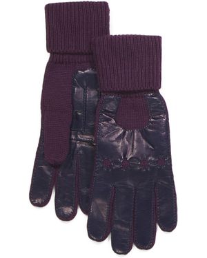 TJ Maxx Extrafine Merino Wool And Leather Gloves For Leather/Merino Wool - Purple