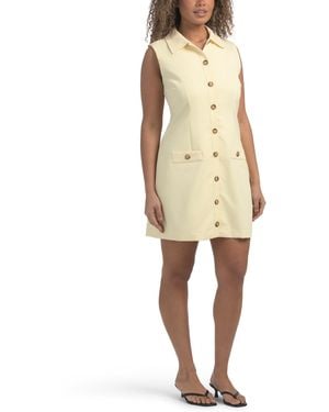 TJ Maxx Azra Twill Sleeveless Button Mini Dress For Polyester/Viscose - Natural
