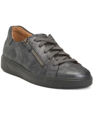 TJ Maxx Leather Heidi Comfort Side Zip Sneakers For - Gray