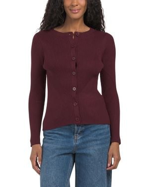 TJ Maxx Ribbed Cardigan, Nylon/Viscose - Red