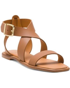 TJ Maxx Leather Marina Ankle Strap Sandals For - Brown