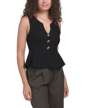 TJ Maxx Button Down Peplum Top For Nylon/Polyester/Viscose - Black