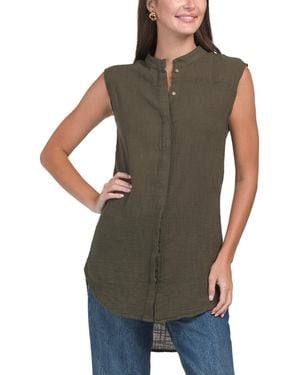 TJ Maxx Janiva Button Down Top For Cotton - Green
