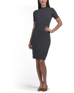 TJ Maxx Mock Neck Knee Length Dress For Spandex/Modal - Black