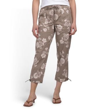 TJ Maxx Poplin Pull On Drawstring Pants With Toggle Hem For Spandex/Cotton - Gray