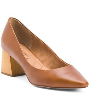 TJ Maxx Leather Block Heel Pumps For - Brown
