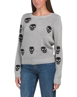 TJ Maxx Skulls Crew Neck Pull Over Sweater For Cotton - Gray