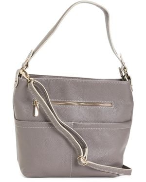 TJ Maxx Leather Double Pocket Hobo For Leather - Gray