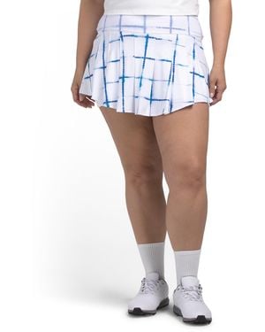 TJ Maxx Upf 50 Shibori Plaid Skirt, Polyester - White