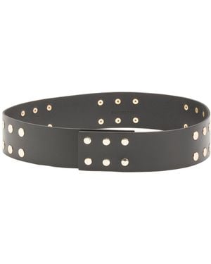 TJ Maxx Leather Belt With Flat Studs And Snap Closure For Leather - Gray
