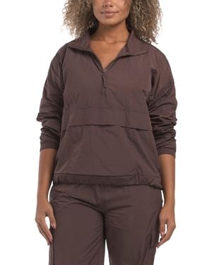 TJ Maxx Half Zip Mock Neck Windbreaker Jacket For Nylon - Brown