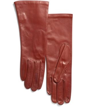 TJ Maxx Leather Basic Gloves With Silk Lining For - Red