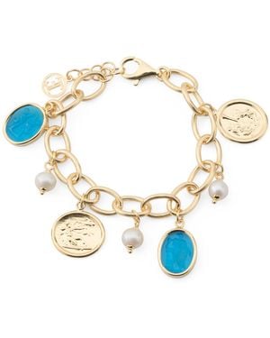 TJ Maxx 18Kt Plated Aqua Venetian Glass Bracelet For - Blue