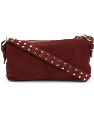 TJ Maxx Suede Shoulder Bag With Studded Shoulder Strap For /Suede - Red