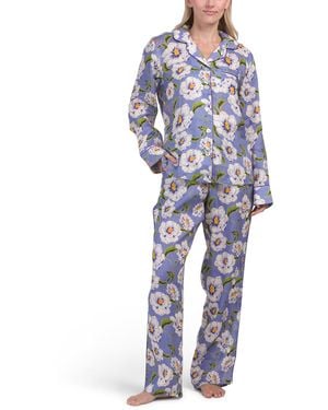 TJ Maxx 2Pc Linen Emma Summer Dunes Pajama Set For - Blue