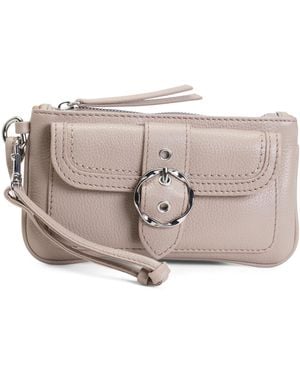 TJ Maxx Leather Front Buckle Wristlet - Gray