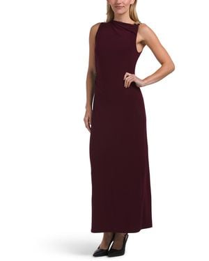 TJ Maxx Jersey Knit Asymmetrical Maxi Dress With Hardware Detail For Polyester - Purple