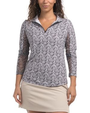 TJ Maxx Upf 50 Printed Mock Neck Quarter Zip Long Sleeve Jacket For Nylon - Gray