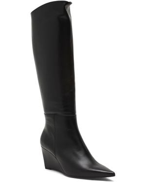 TJ Maxx Leather Wedge Heel High Shaft Boots For - Black