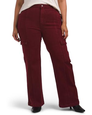 TJ Maxx Plus High Rise Ankle Wide Cargo Pants For Spandex/Cotton - Red
