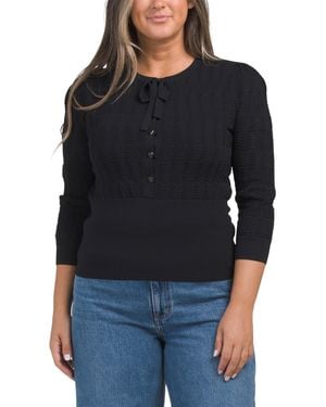 TJ Maxx Freida Pointelle Knit Top For Viscose - Black