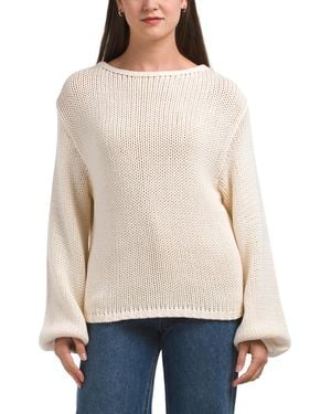 TJ Maxx Emory Solid Crew Neck Sweater, Cotton - Natural