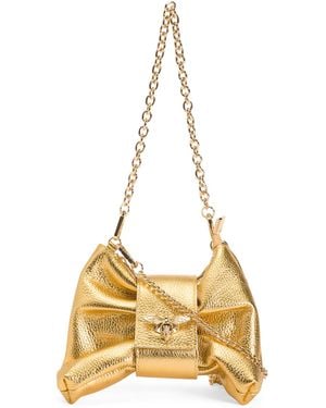 TJ Maxx Leather Bee Bow Clutch For Leather - Metallic