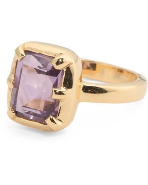 TJ Maxx 18Kt Plated Sterling Square Amethyst Ring, Amethyst - Pink