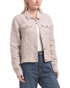 TJ Maxx Linen Jean Jacket With Metal Trim - Blue