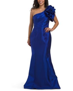 TJ Maxx One Shoulder 3D Floral Gown For Polyester - Blue