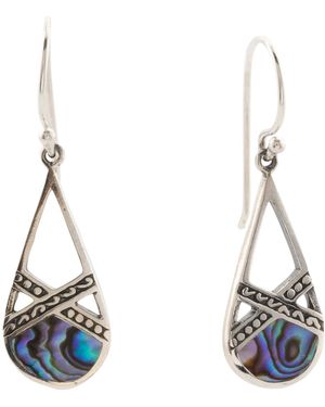 TJ Maxx Sterling Abalone Open Textured Earrings - White