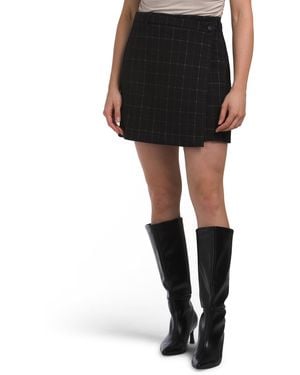 TJ Maxx Plaid Faux Wrap Mini Skirt For Spandex/Polyester/Rayon - Black
