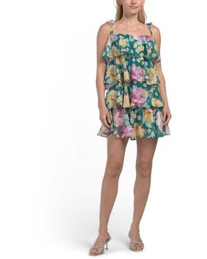 TJ Maxx Pixi Tiered Cocktail Mini Dress For Polyester - Green