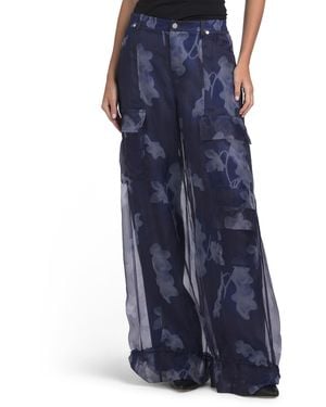 TJ Maxx Silk Bridgette Organza Cargo Pants For Polyester - Blue