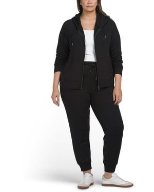 TJ Maxx Plus Knit Fleece Hoodie And Tie Waist Sweatpants Set For Spandex/Modal - Black