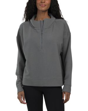 TJ Maxx Forever Chic Ottoman Long Sleeve Quarter Zip Top For Spandex/Cotton/Polyester - Gray
