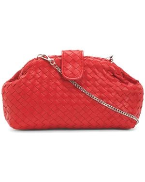 TJ Maxx Leather Blair Hand Woven Clutch With Chain Strap, Leather - Red