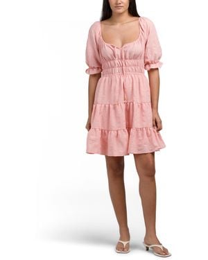 TJ Maxx Crinkled Square Neck Mini Dress For Spandex/Polyester - Pink