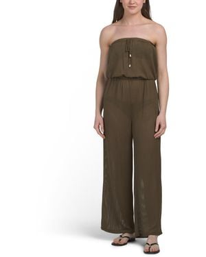 TJ Maxx Strapless Mesh Jumpsuit Swim Cover-Up For Nylon/Spandex - Green