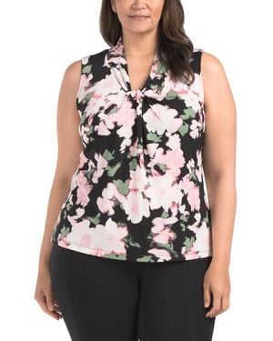 TJ Maxx Plus Knit Knot Front Top For Spandex/Polyester - Black