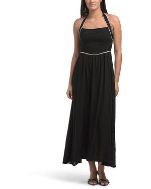 TJ Maxx Linen Blend Halter Maxi Dress For Linen/Rayon - Black